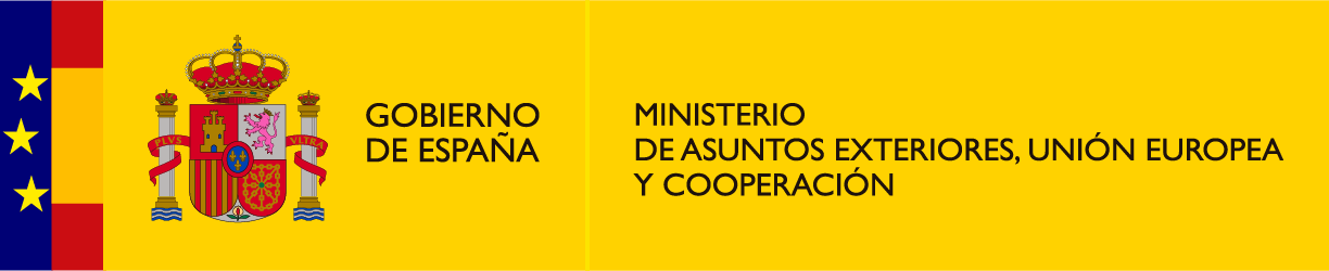 Logo del Ministerio de Exteriores de España, lleva a la página del ministerio de asuntos exteriores, se abre en otra pestaña